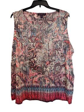 Gloria Vanderbilt Womens Plus Size 3X Sleeveless Top With Paisley
